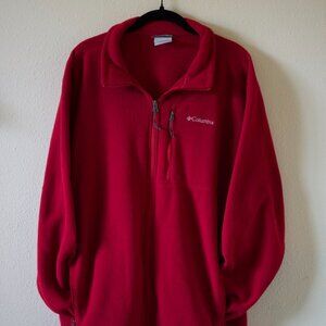 Mens Columbia Red Fleece Full Zip Jacket